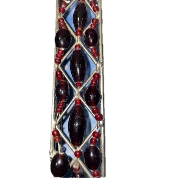 Vintage Silver Heavy Metal Handcrafted Grannycore Picture Frame With Beads 6'4" - Picture 8 of 8